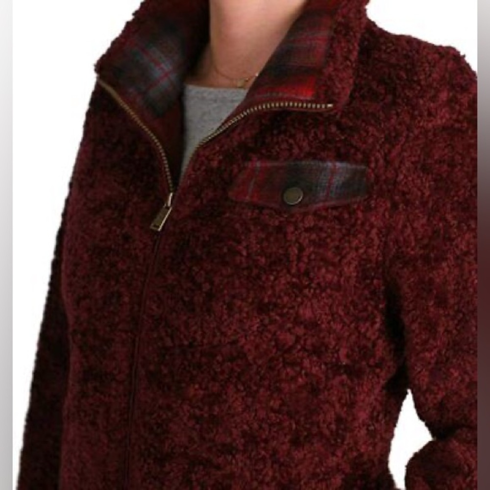 Pendleton Burgundy Fuzzy Zip Jacket - Size Small - image 2